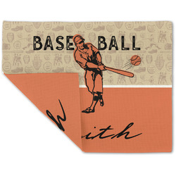 Retro Baseball Double-Sided Linen Placemat - Single w/ Name or Text