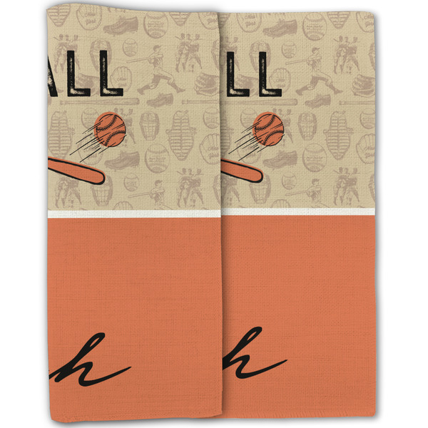 Retro Baseball Linen Placemat - Folded Half (double sided)