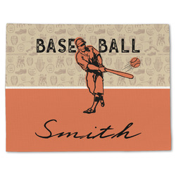 Retro Baseball Single-Sided Linen Placemat - Single w/ Name or Text
