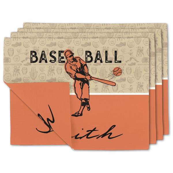 Custom Retro Baseball Linen Placemat w/ Name or Text