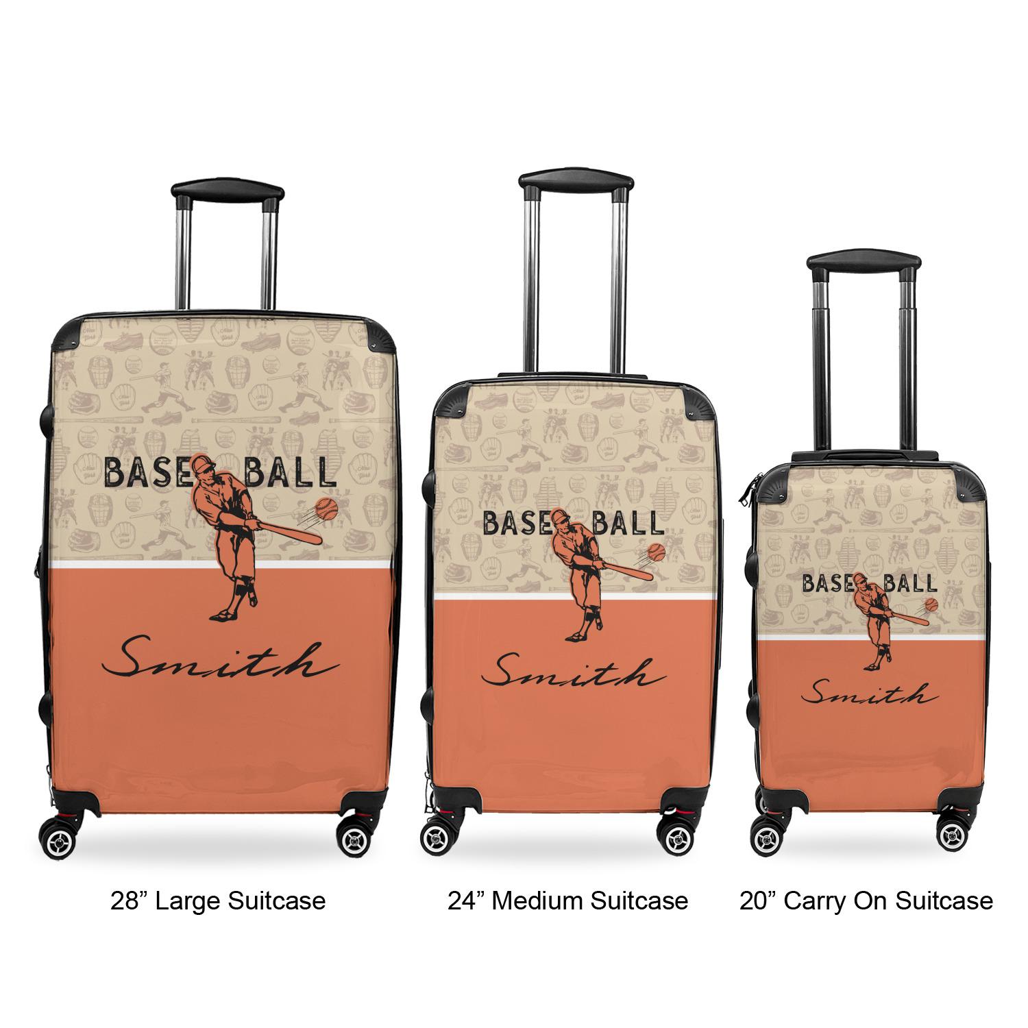 Retro Baseball Suitcase 24"Medium Checked (Personalized
