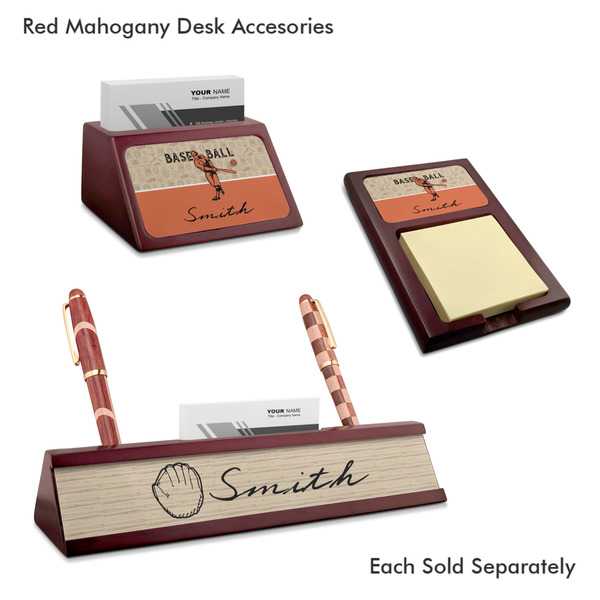 Retro Baseball Mahogany Desk Accessories