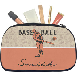 Retro Baseball Makeup / Cosmetic Bag - Medium (Personalized)
