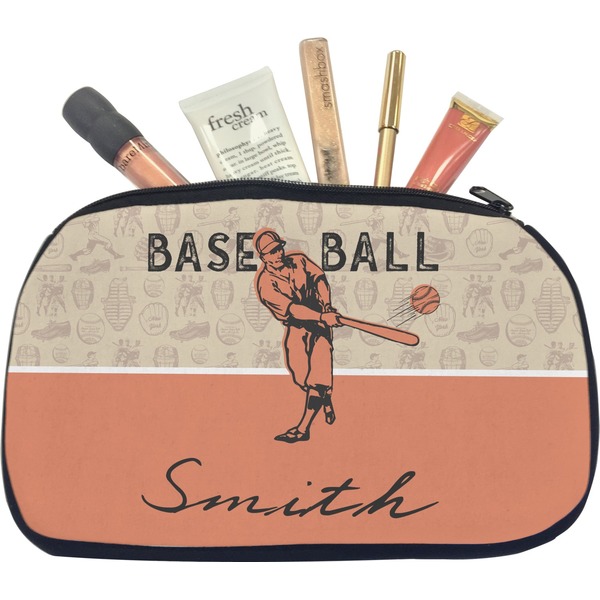 Custom Retro Baseball Makeup / Cosmetic Bag - Medium (Personalized)