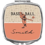 Retro Baseball Compact Makeup Mirror (Personalized)