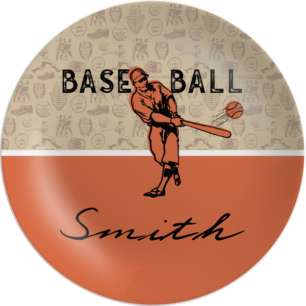 Custom Retro Baseball Melamine Plate - 10" (Personalized)