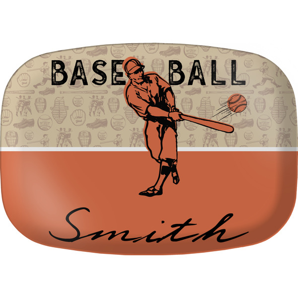 Custom Retro Baseball Melamine Platter w/ Name or Text