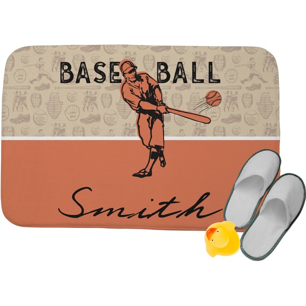 Custom Retro Baseball Memory Foam Bath Mat (Personalized)