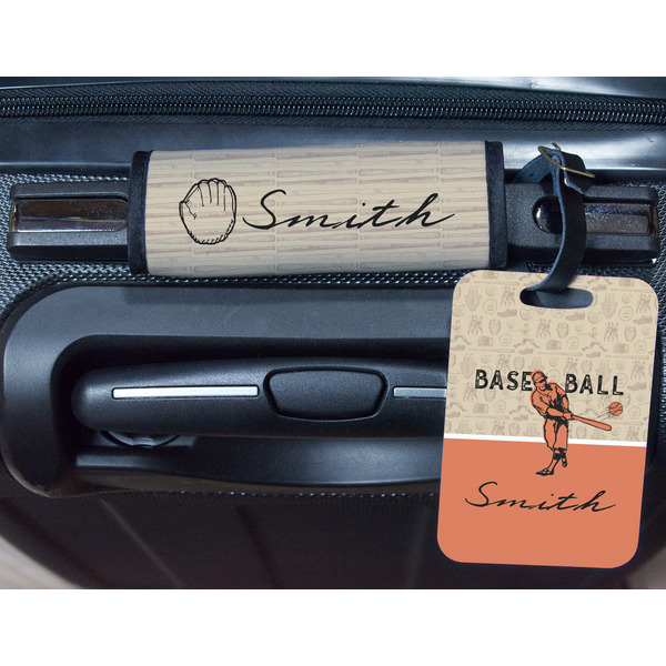 Retro Baseball Metal Luggage Tag & Handle Wrap - In Context