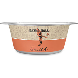 Retro Baseball Stainless Steel Dog Bowl (Personalized)