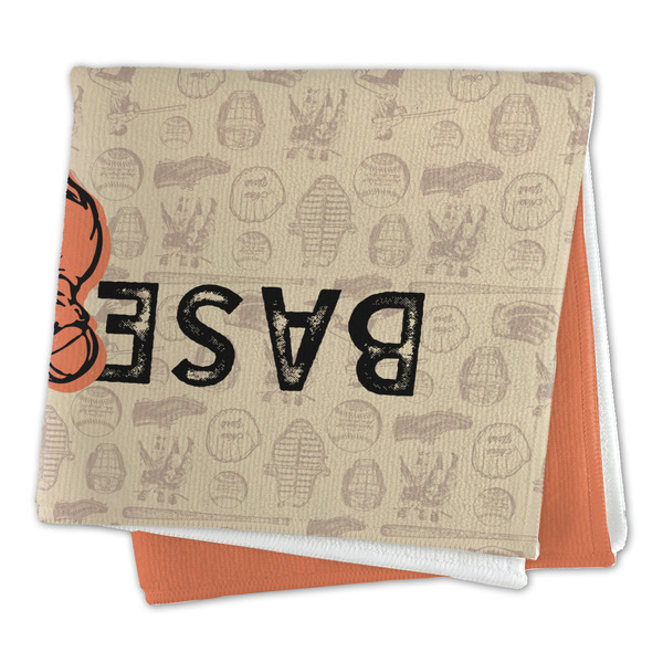 Retro Baseball Microfiber Dish Rag - FOLDED (square)