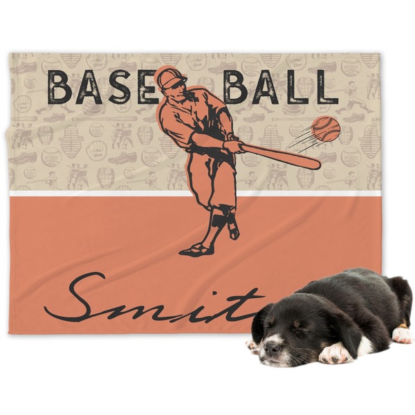 Custom Retro Baseball Dog Blanket - Large (Personalized)