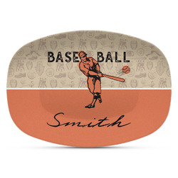 Retro Baseball Plastic Platter - Microwave & Oven Safe Composite Polymer (Personalized)