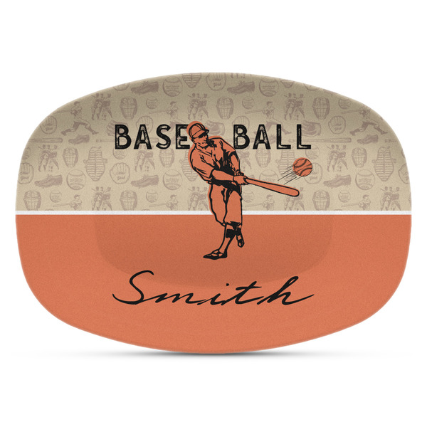Custom Retro Baseball Plastic Platter - Microwave & Oven Safe Composite Polymer (Personalized)