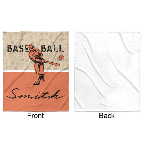 Retro Baseball Minky Blanket - 50"x60" - Single Sided - Front & Back