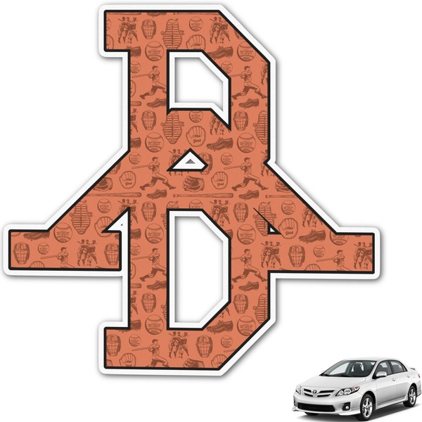 Custom Retro Baseball Monogram Car Decal (Personalized)