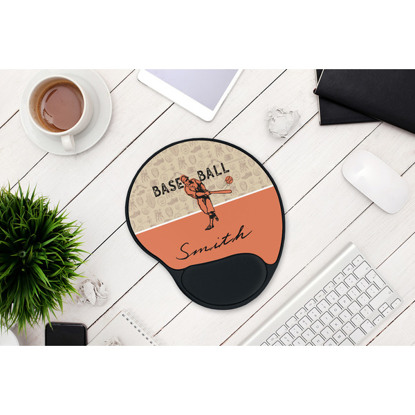 Retro Baseball Mouse Pad with Wrist Rest - LIFESYTLE 1
