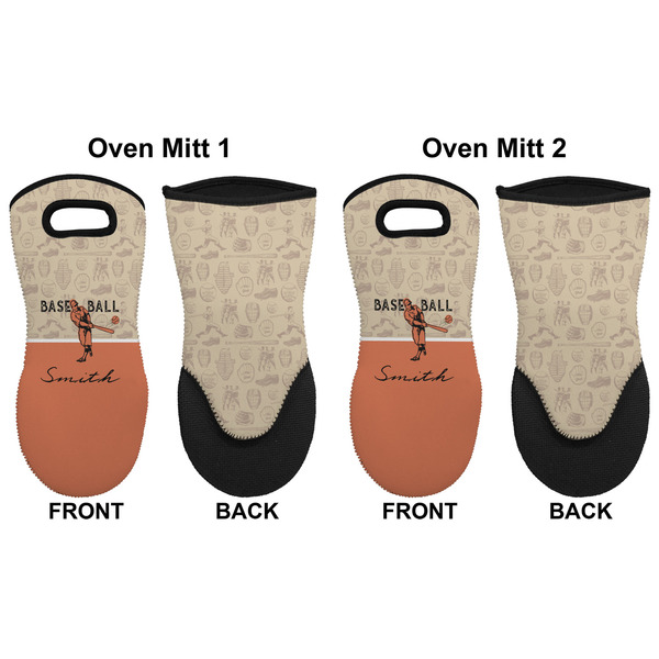 Retro Baseball Neoprene Oven Mitt - Set of 2 - Approval