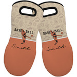 Retro Baseball Neoprene Oven Mitts - Set of 2 w/ Name or Text