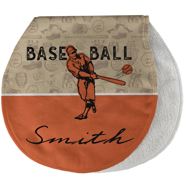 Retro Baseball New Baby Burp Folded