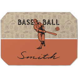 Retro Baseball Dining Table Mat - Octagon (Single-Sided) w/ Name or Text