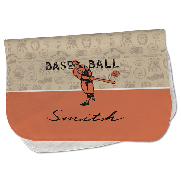 Custom Retro Baseball Burp Cloth - Fleece w/ Name or Text