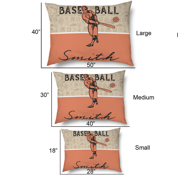 Retro Baseball Outdoor Dog Beds - SIZE CHART