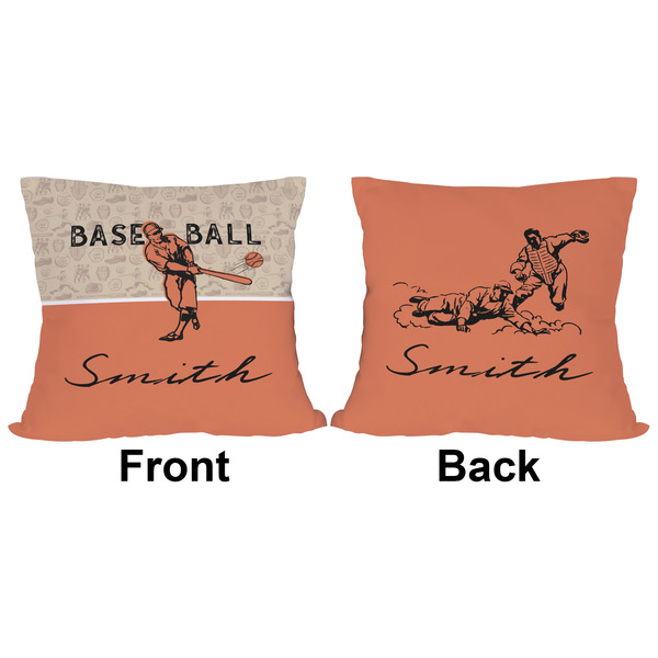 Retro Baseball Outdoor Pillow - 16x16