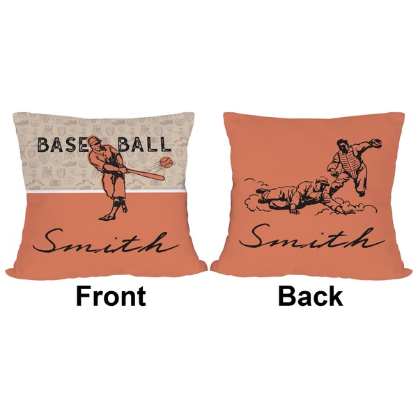 Retro Baseball Outdoor Pillow - 18x18