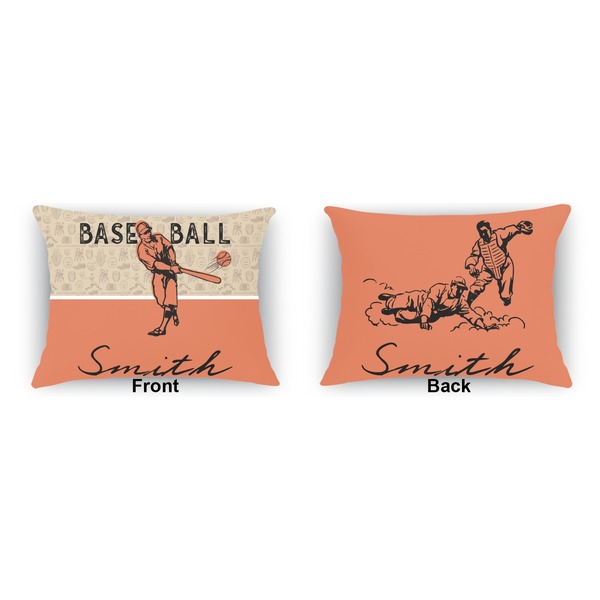 Retro Baseball Outdoor Rectangular Throw Pillow (Front and Back)