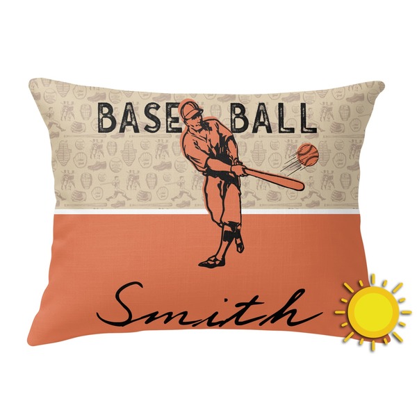 Custom Retro Baseball Outdoor Throw Pillow (Rectangular) (Personalized)