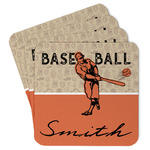 Retro Baseball Paper Coasters w/ Name or Text