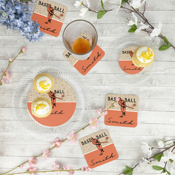 Retro Baseball Paper Coasters - In Context