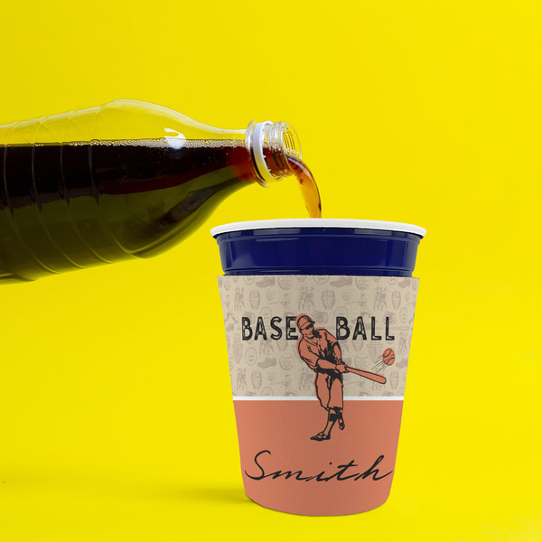 Retro Baseball Party Cup Sleeves - without bottom - Lifestyle