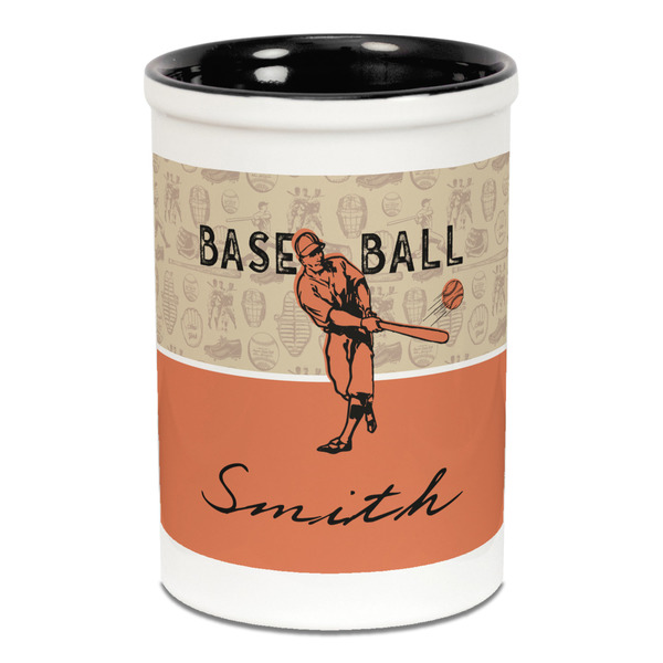 Retro Baseball Pencil Holder - Black