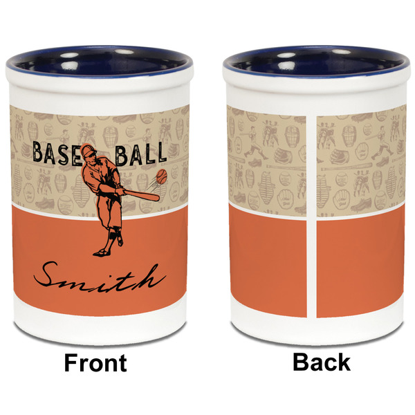 Retro Baseball Pencil Holder - Blue - approval