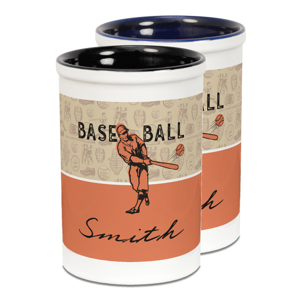 Custom Retro Baseball Ceramic Pencil Holder - Large