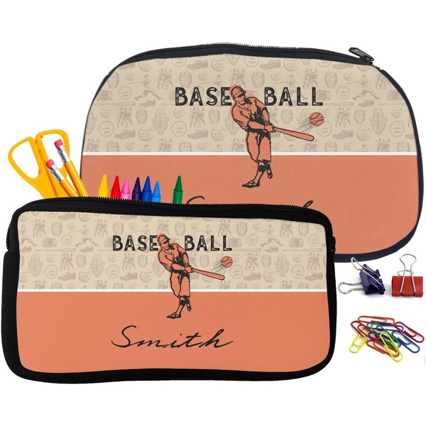 Retro Baseball Pencil / School Supplies Bags Small and Medium
