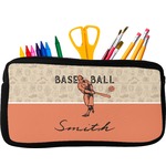 Retro Baseball Neoprene Pencil Case - Small w/ Name or Text