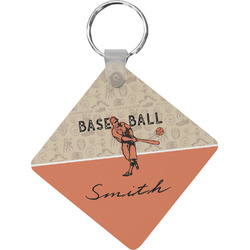 Retro Baseball Diamond Plastic Keychain w/ Name or Text