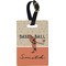 Retro Baseball Plastic Luggage Tag - Rectangular w/ Name or Text