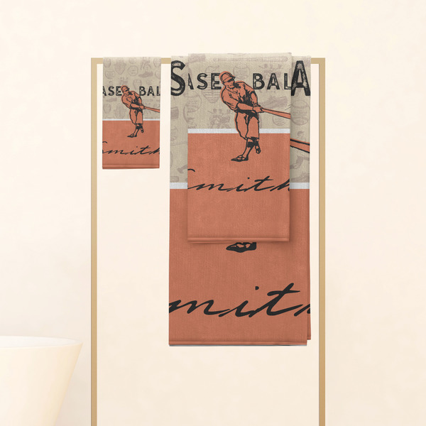 Retro Baseball Personalized Towel Set