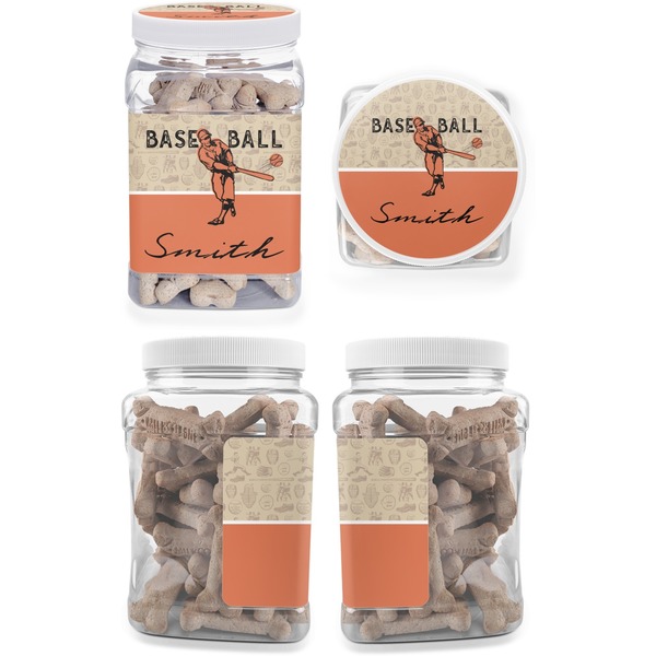 Retro Baseball Pet Treat Jar - Multiple Angles