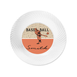 Retro Baseball Plastic Party Appetizer & Dessert Plates - 6" (Personalized)