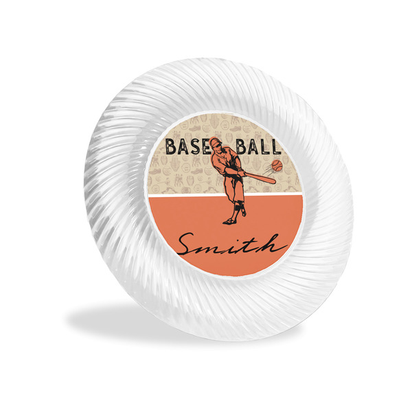 Custom Retro Baseball Plastic Party Appetizer & Dessert Plates - 6" (Personalized)