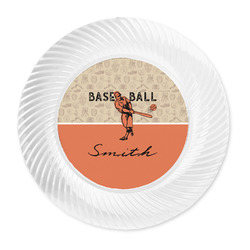 Retro Baseball Plastic Party Dinner Plates - 10" (Personalized)