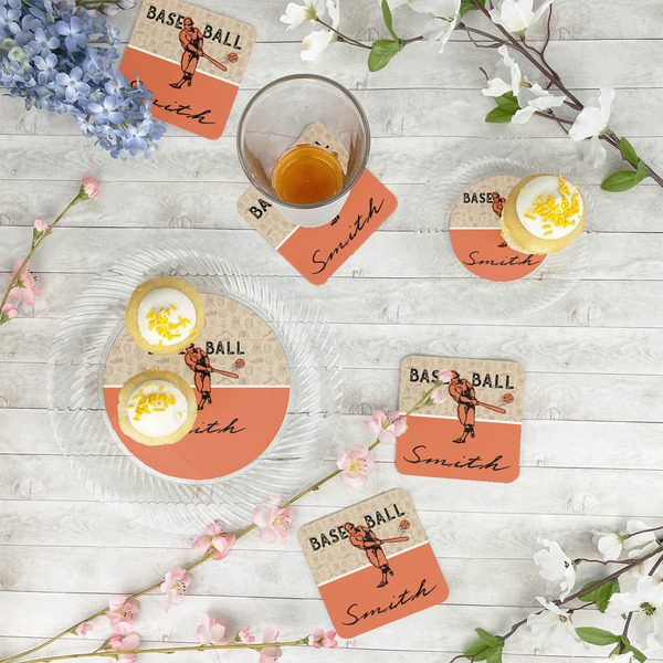 Retro Baseball Plastic Party Dinner Plates - In Context