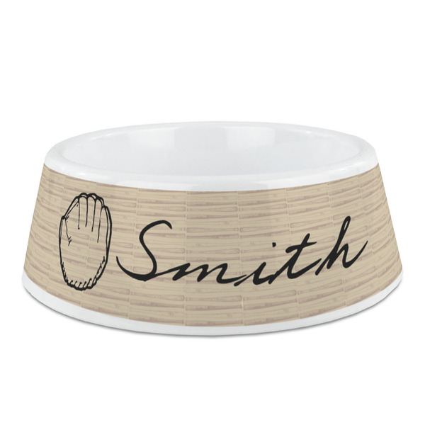 Custom Retro Baseball Plastic Dog Bowl - Medium (Personalized)