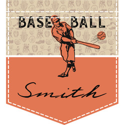 Retro Baseball Iron On Faux Pocket (Personalized)