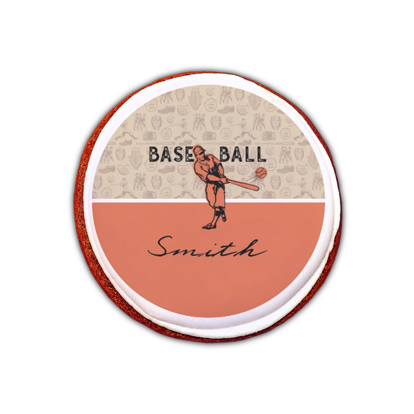 Retro Baseball Printed Icing Circle - XSmall - On Cookie